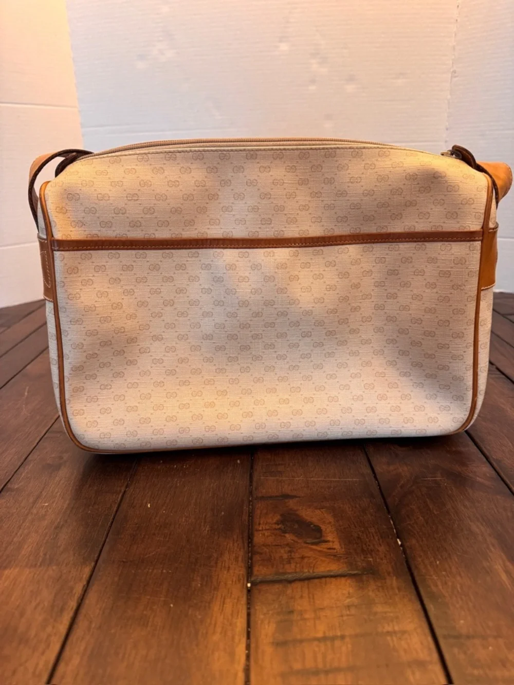 VTG Gucci Micro GG Crossbody Bag Tan Canvas Leather Italy Auth Rare - Picture 2 of 16